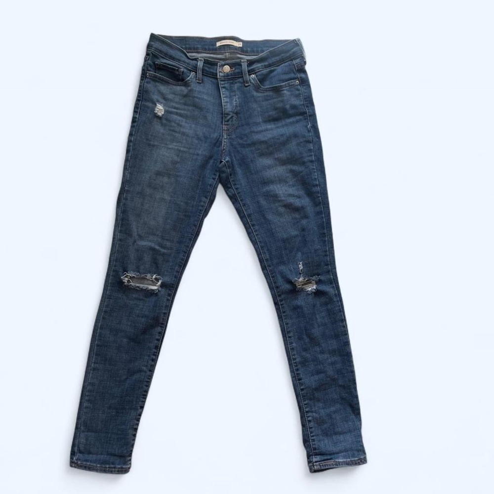 Levi's navy blue skinny distressed jeans Size 29